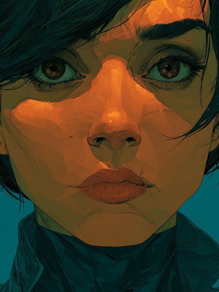 Intense Female Portrait Illustration Poster. poster — illustration art