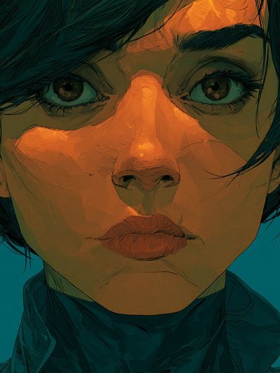 Intense Female Portrait Illustration Poster.