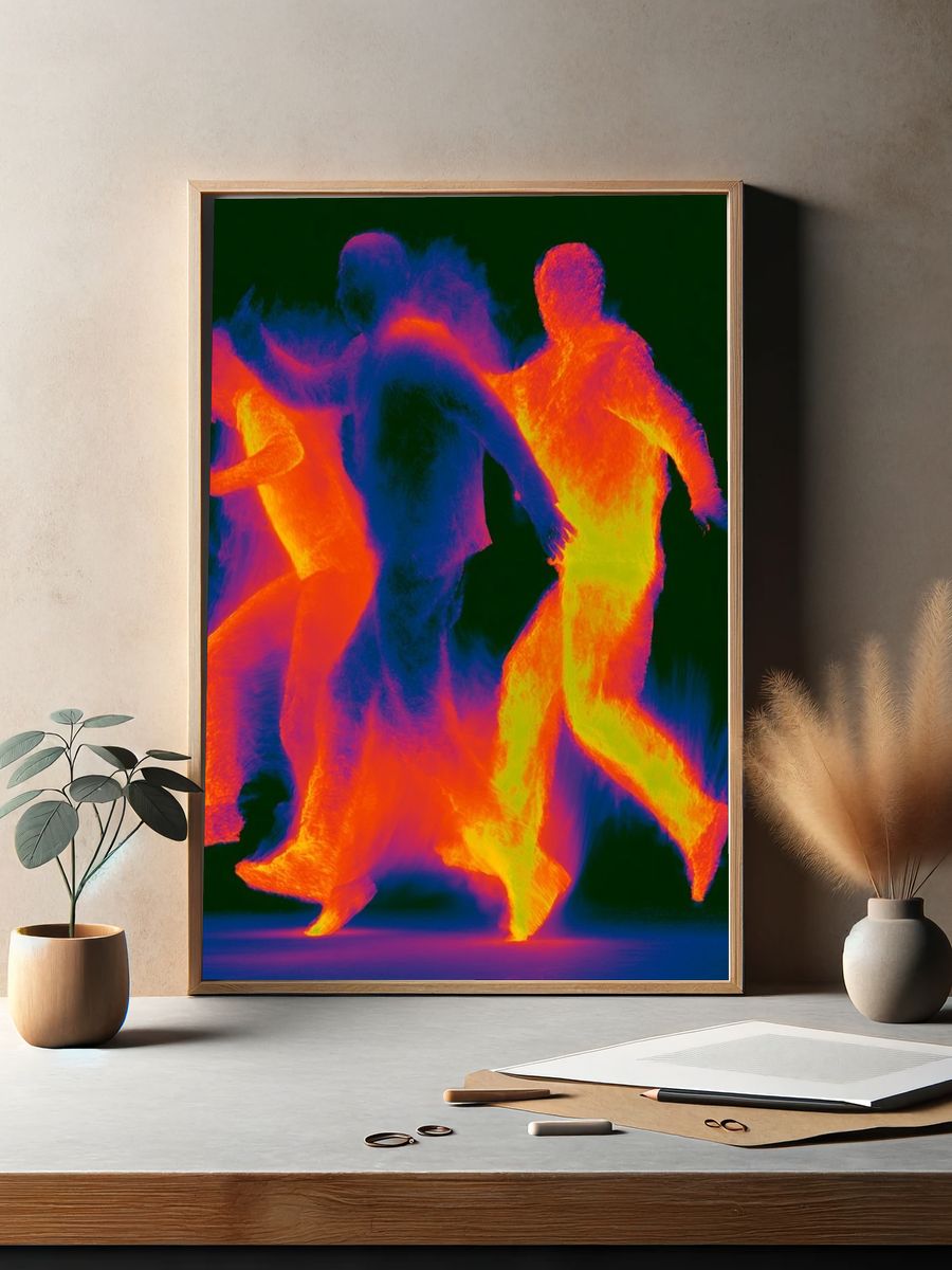 Neon Dancers Abstract Poster. — room view 2