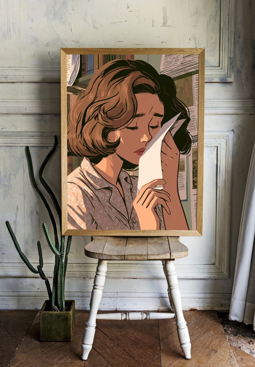 Quiet Reader Illustration Poster. — room view 1