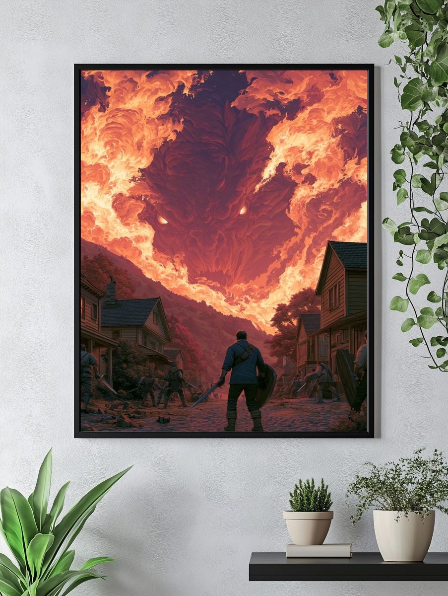 Infernal Dragon Village Fantasy Poster. — room view 4