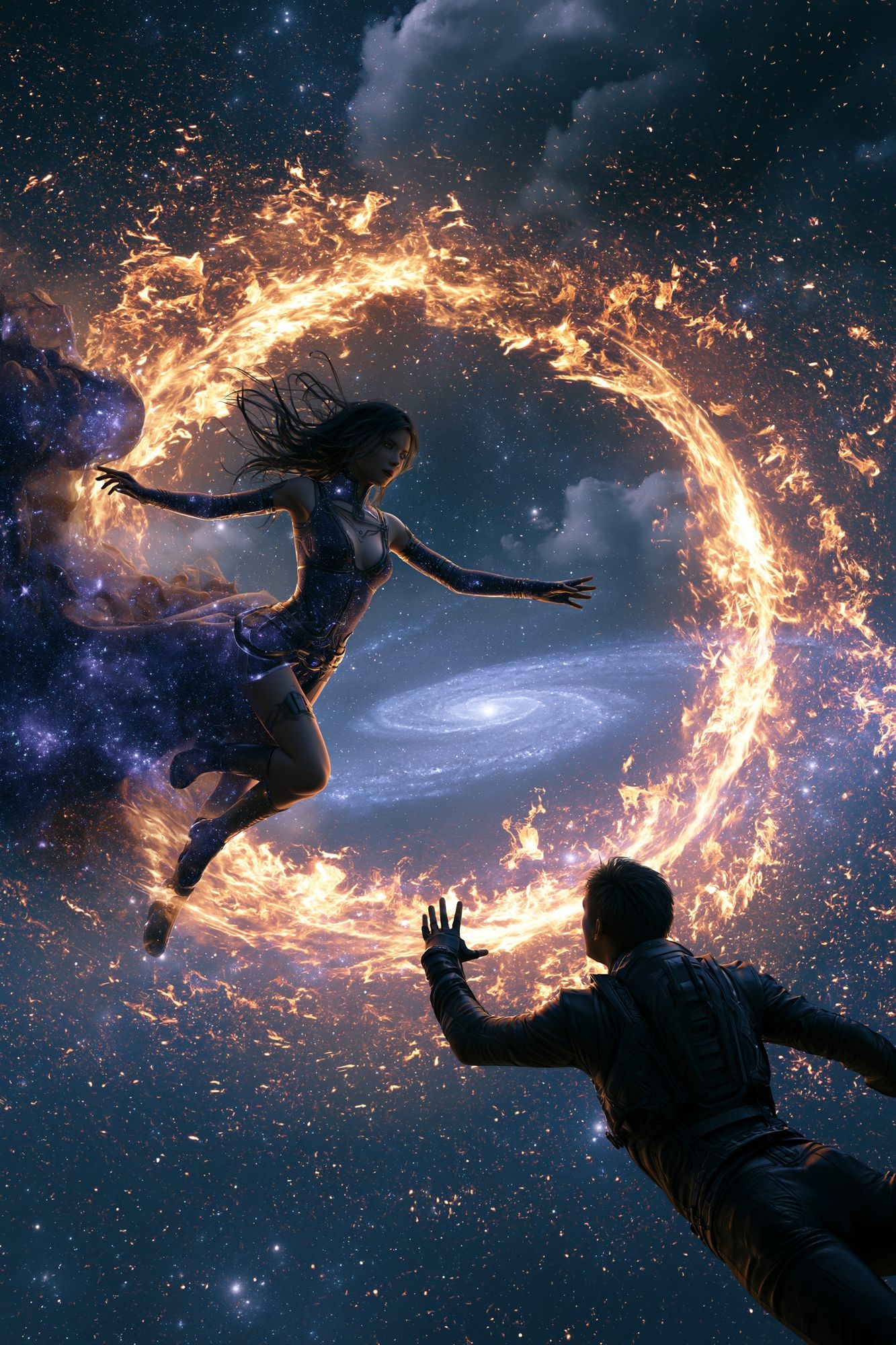 Cosmic Fire Duel Illustration Poster. poster detail