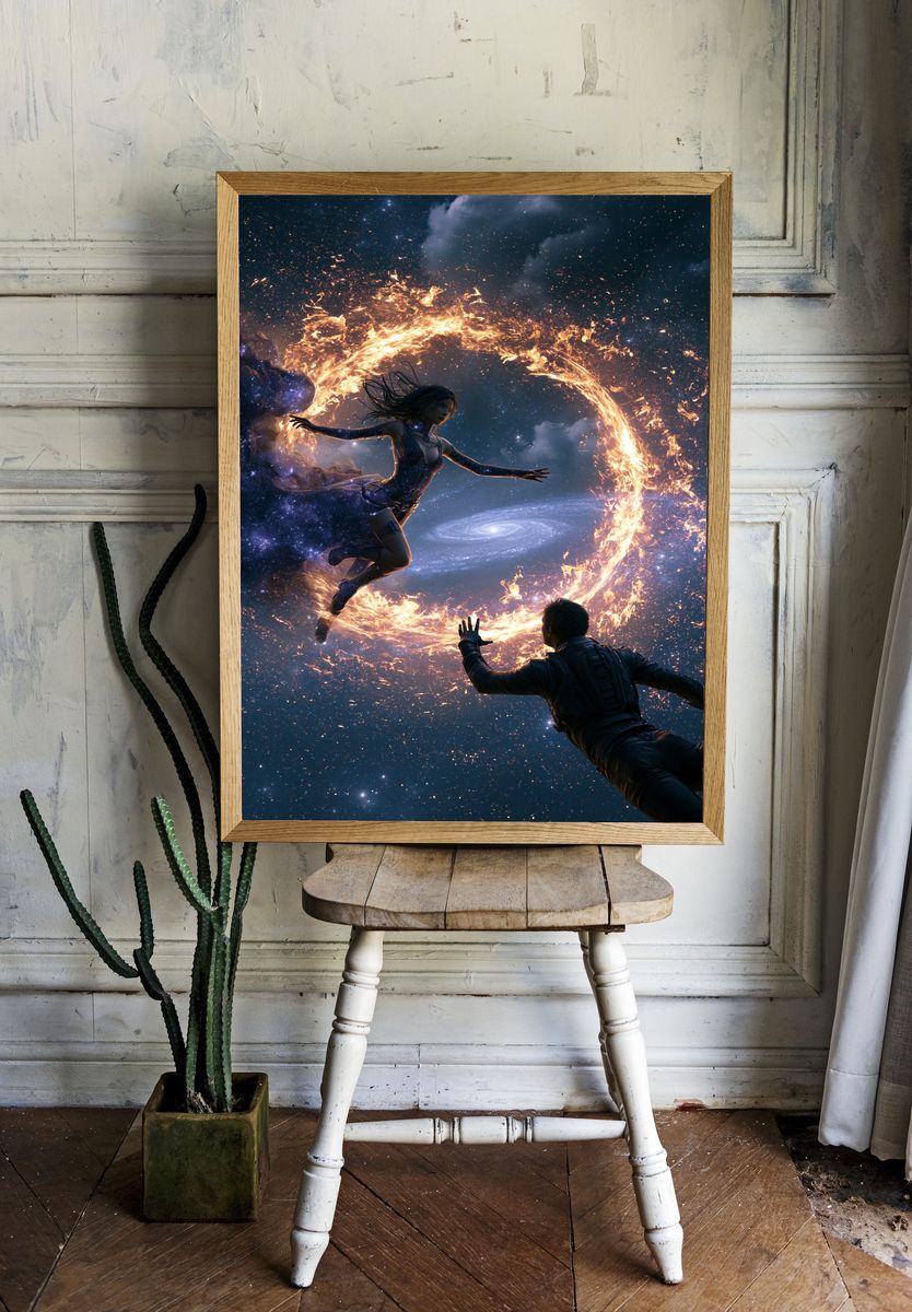 Cosmic Fire Duel Illustration Poster. — room view 1