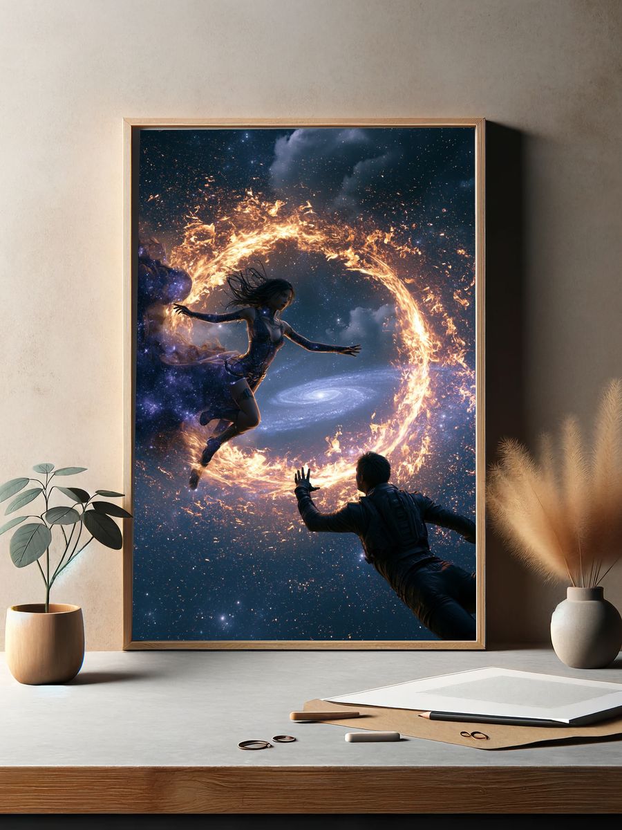 Cosmic Fire Duel Illustration Poster. — room view 2