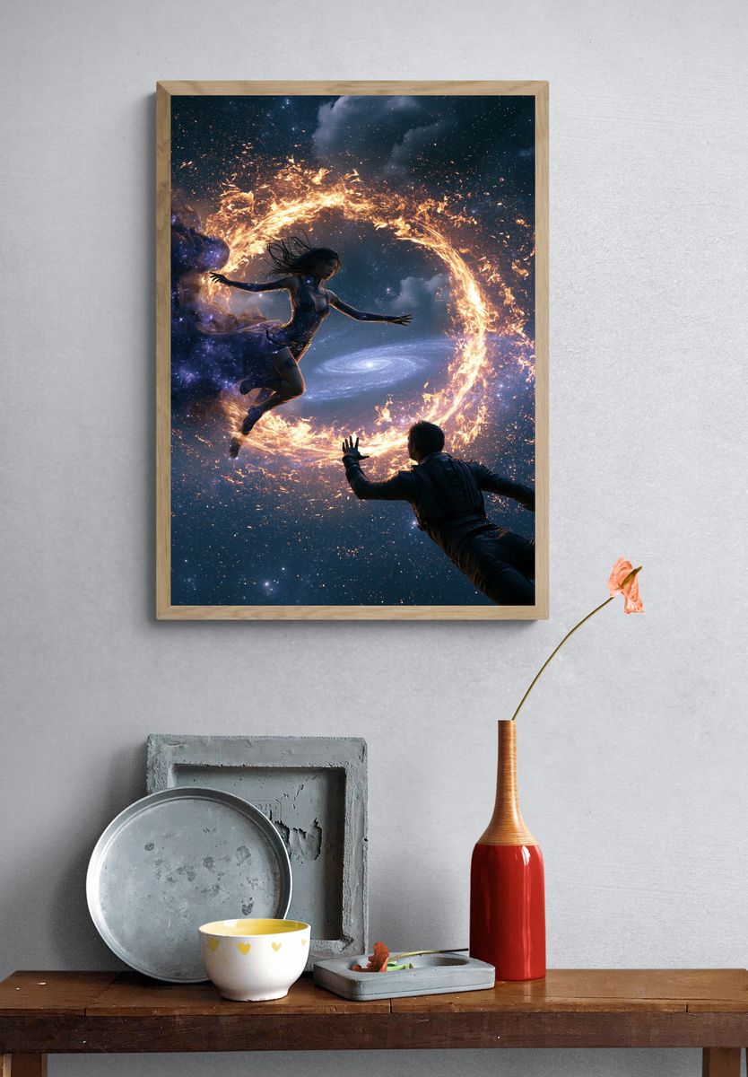 Cosmic Fire Duel Illustration Poster. — room view 3