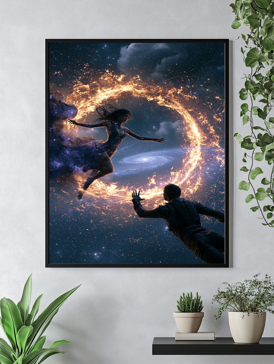 Cosmic Fire Duel Illustration Poster. — room view 4