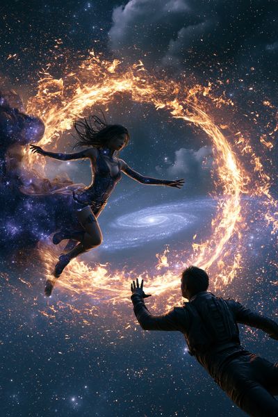 Cosmic Fire Duel Illustration Poster.