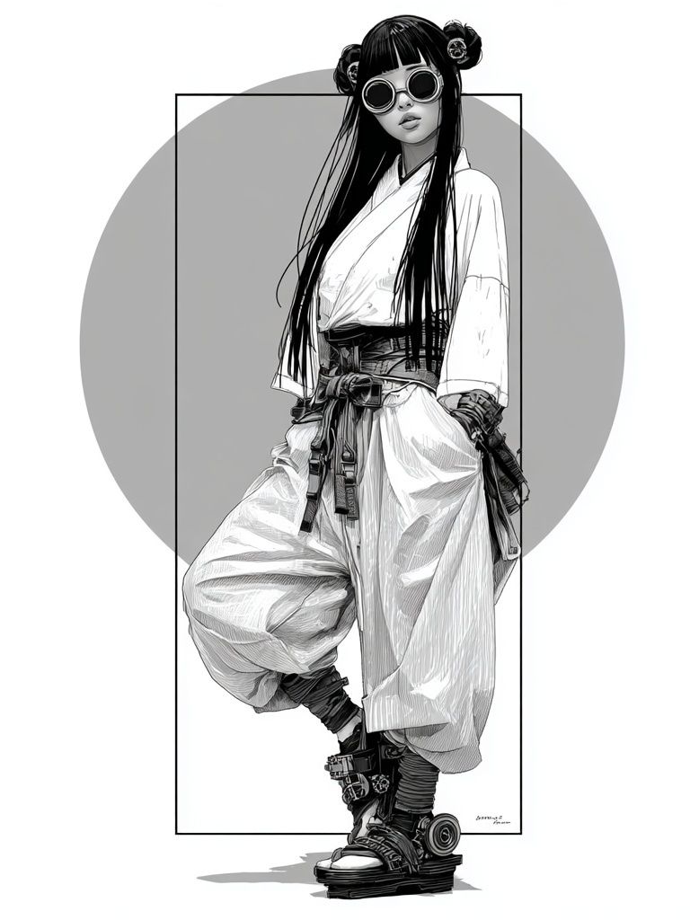 Cyberpunk Fashion Portrait Print. poster — illustration art