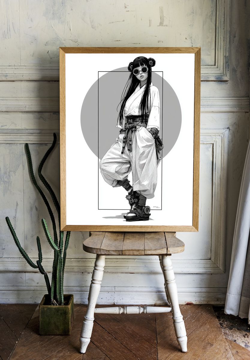Cyberpunk Fashion Portrait Print. — room view 1