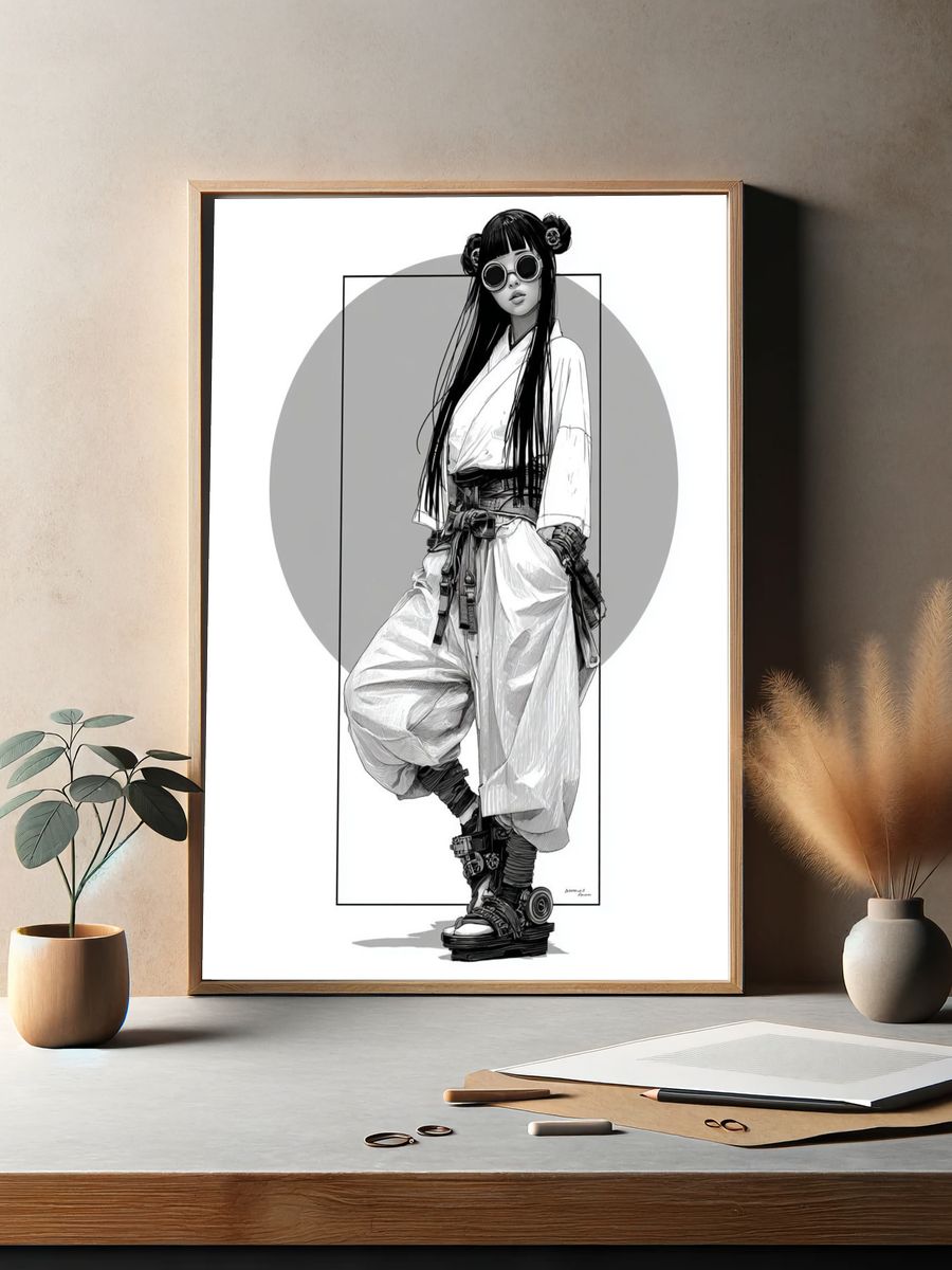 Cyberpunk Fashion Portrait Print. — room view 2