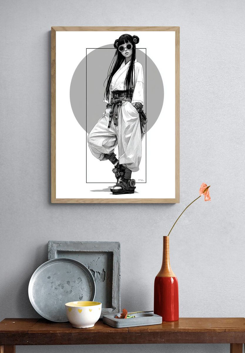 Cyberpunk Fashion Portrait Print. — room view 3
