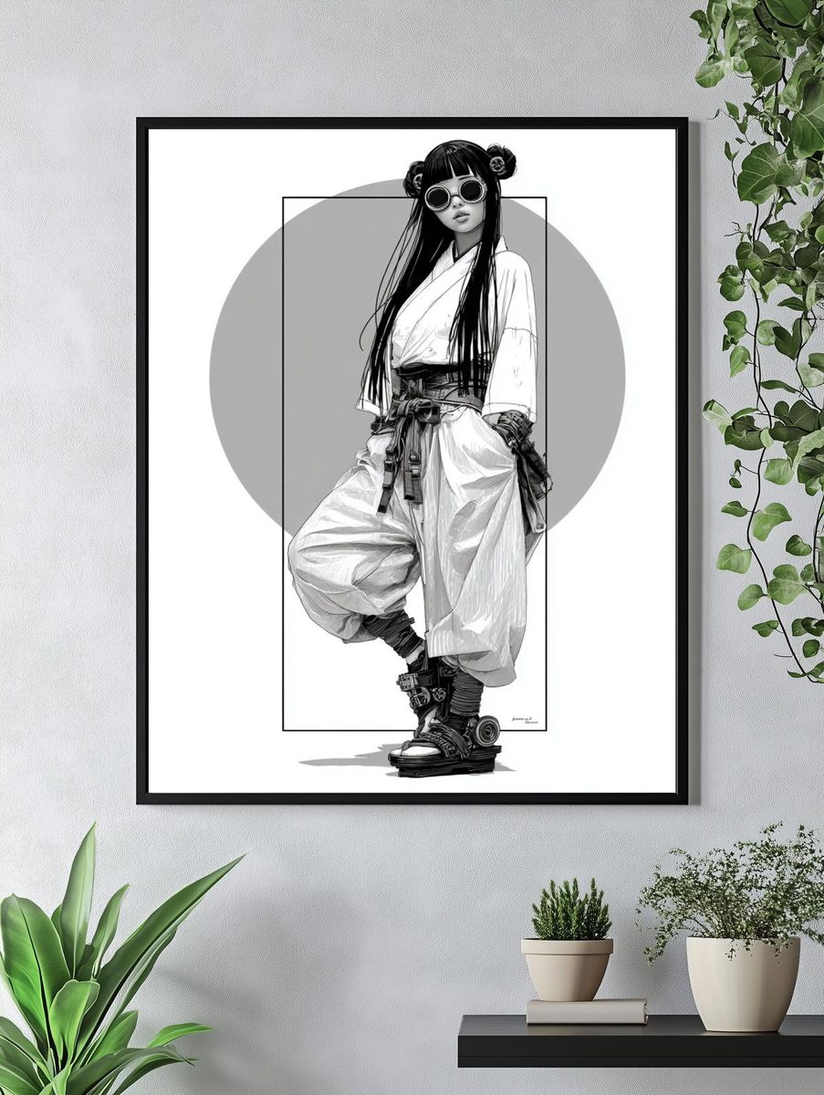 Cyberpunk Fashion Portrait Print. — room view 4