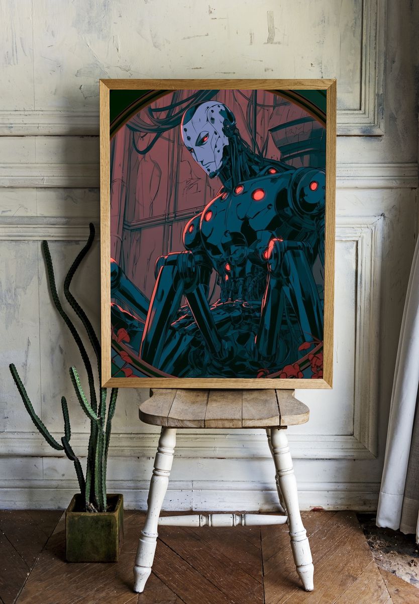 Cybernetic Sentinel Sci-Fi Poster. room preview