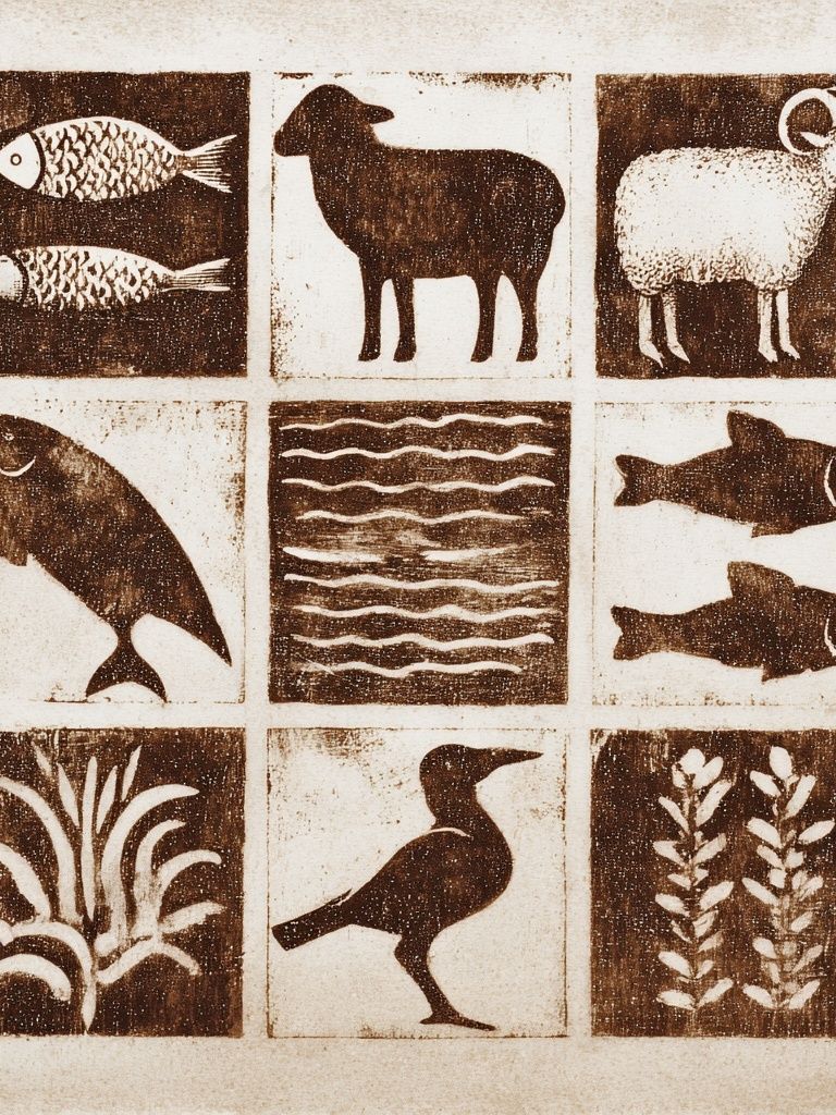 Rustic Animal Blocks Vintage Print. poster detail