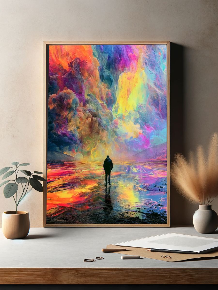 Surreal Rainbow Landscape Print. — room view 2