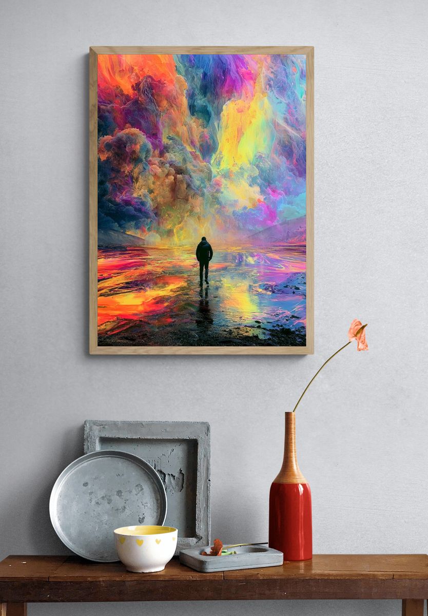 Surreal Rainbow Landscape Print. — room view 3