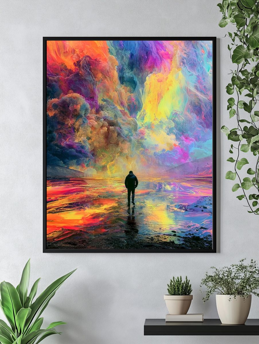 Surreal Rainbow Landscape Print. — room view 4