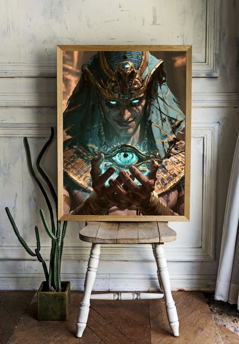Mystic Pharaoh Digital Art Poster. room preview