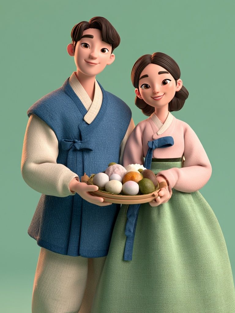 Korean Couple in Hanbok Print. poster detail