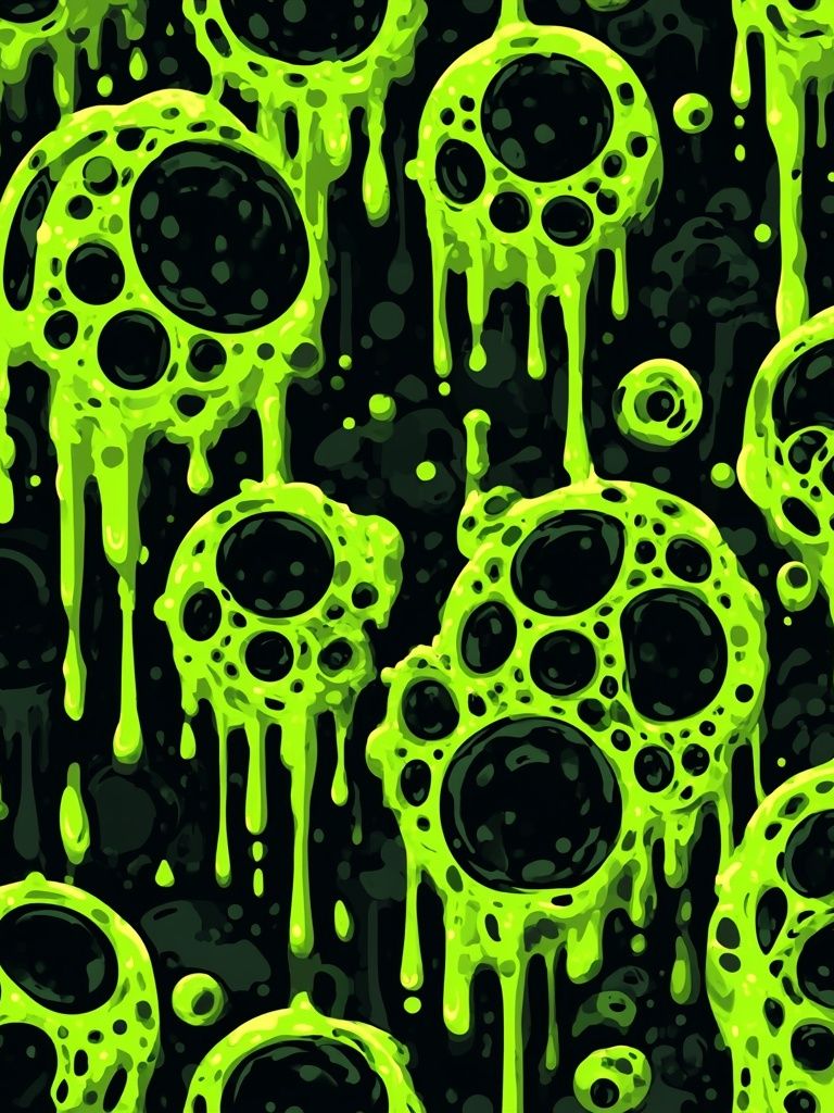 Neon Slime Skulls Abstract Poster. poster — illustration art
