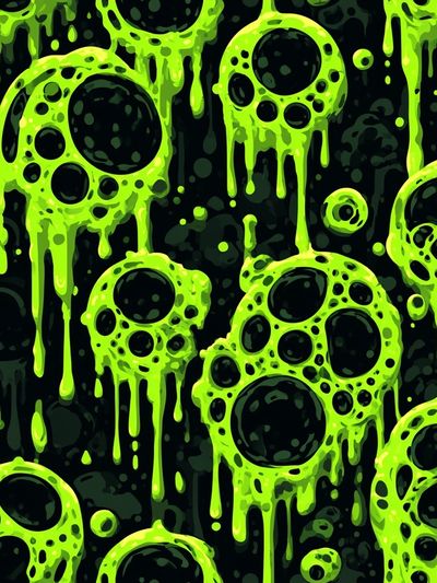 Neon Slime Skulls Abstract Poster. poster