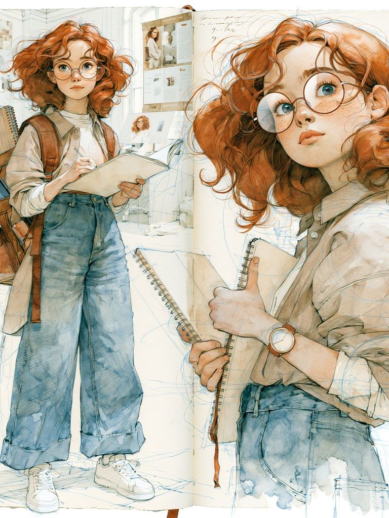 Red-Haired Student Illustration Poster. poster detail