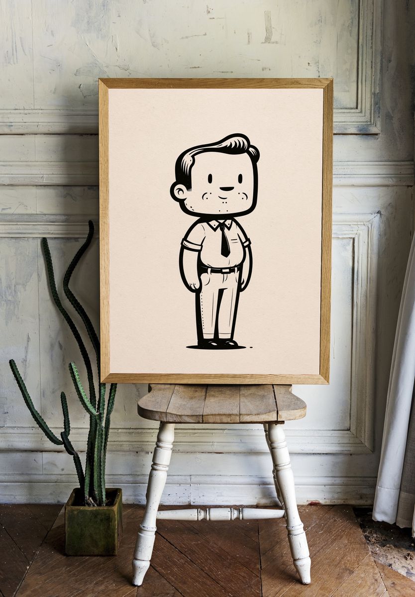 Retro Office Man Illustration Poster. room preview