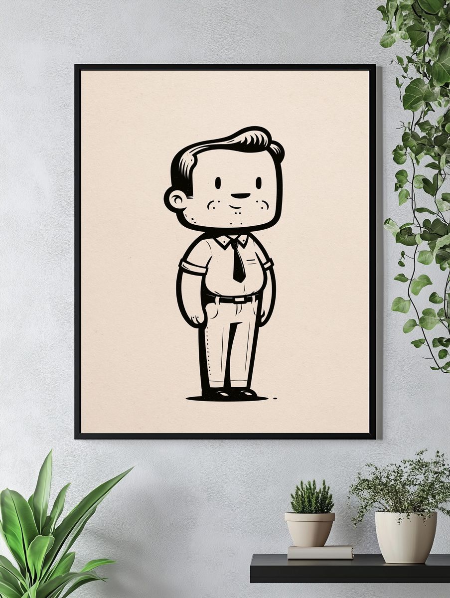 Retro Office Man Illustration Poster. — room view 4