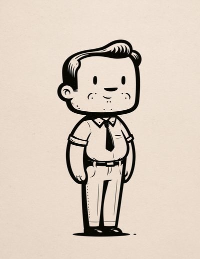 Retro Office Man Illustration Poster. poster