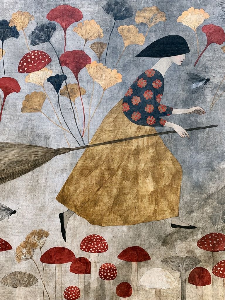 Mushroom Witch Illustration Poster. poster — illustration art