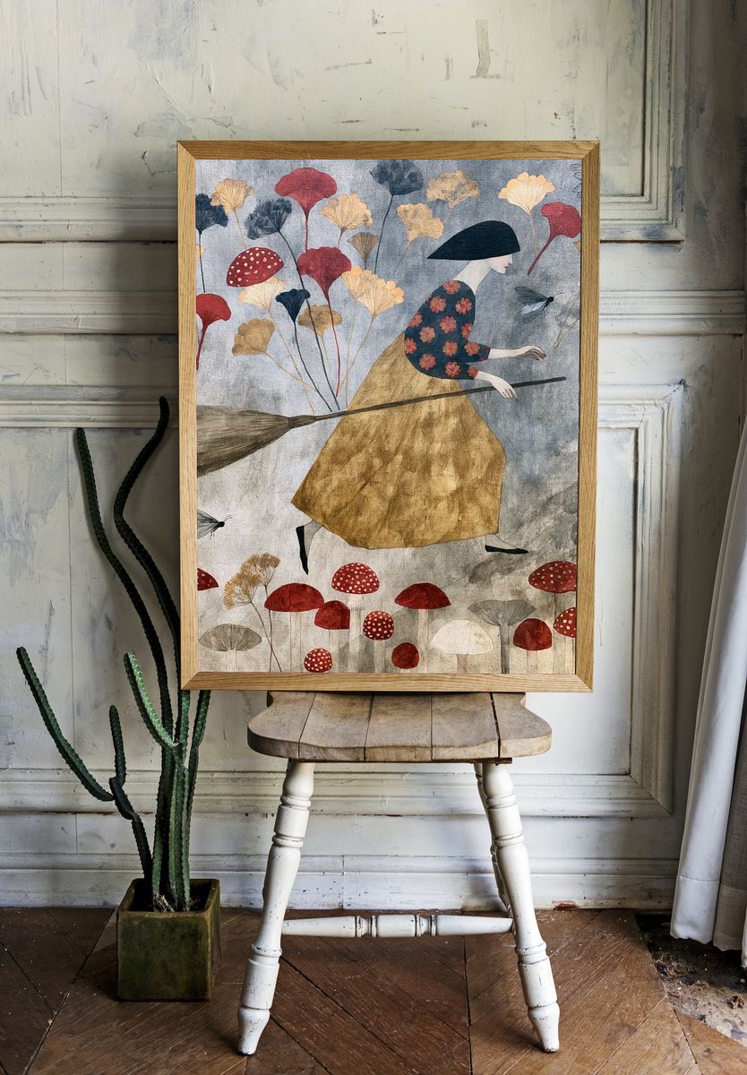Mushroom Witch Illustration Poster. room preview
