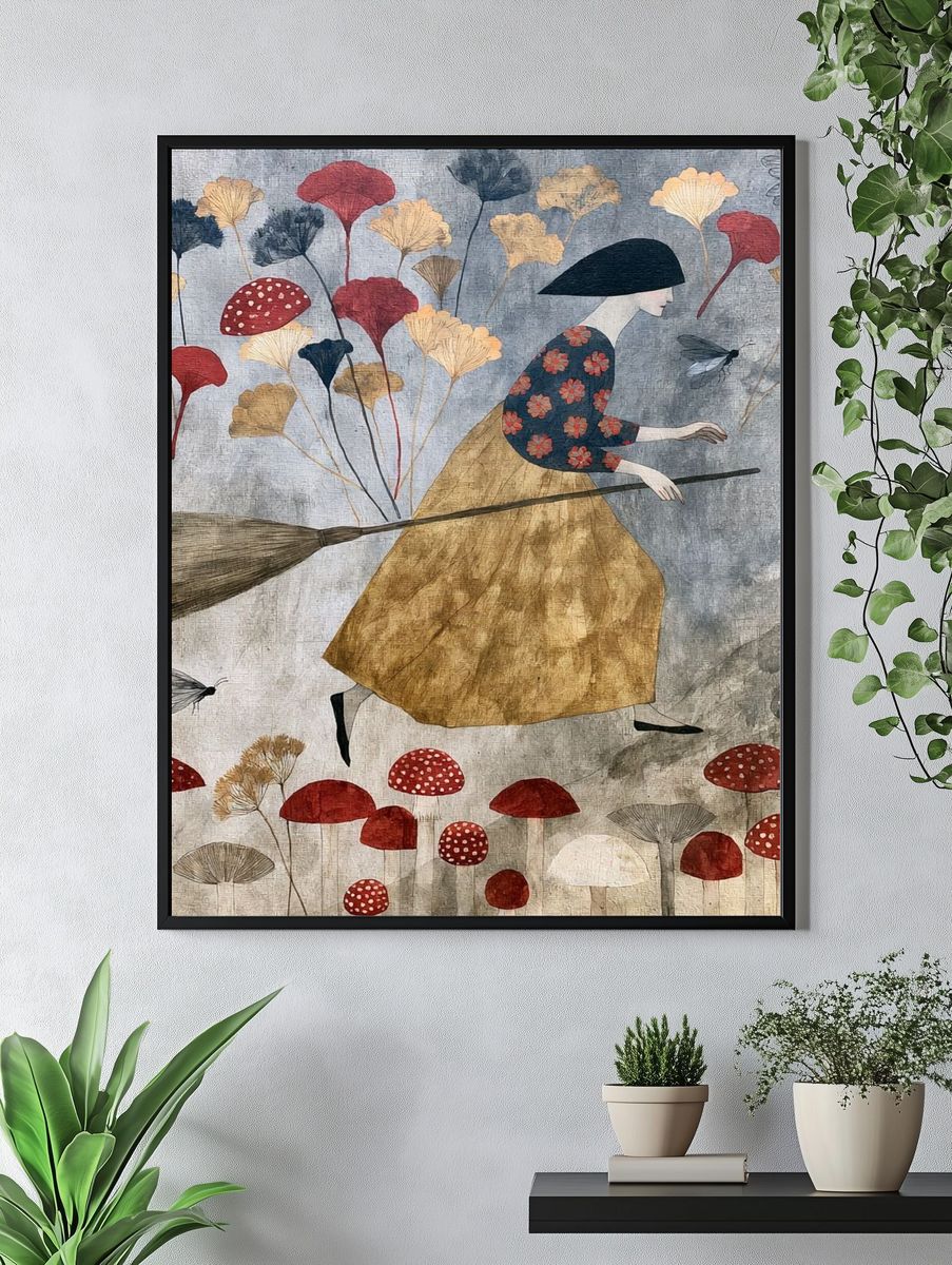 Mushroom Witch Illustration Poster. — room view 4