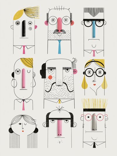 Abstract Faces Illustration Poster.