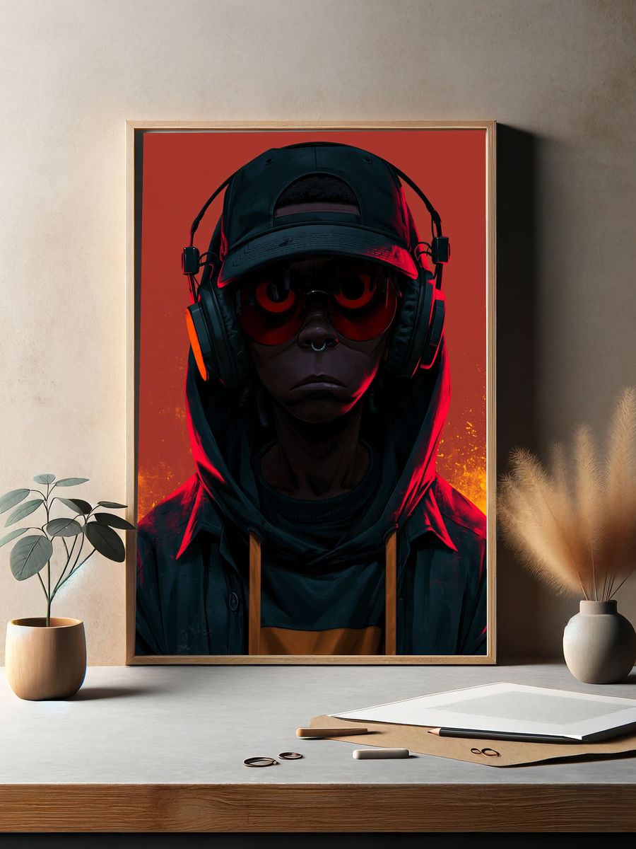 Neon Streetwear Portrait Poster. — room view 2