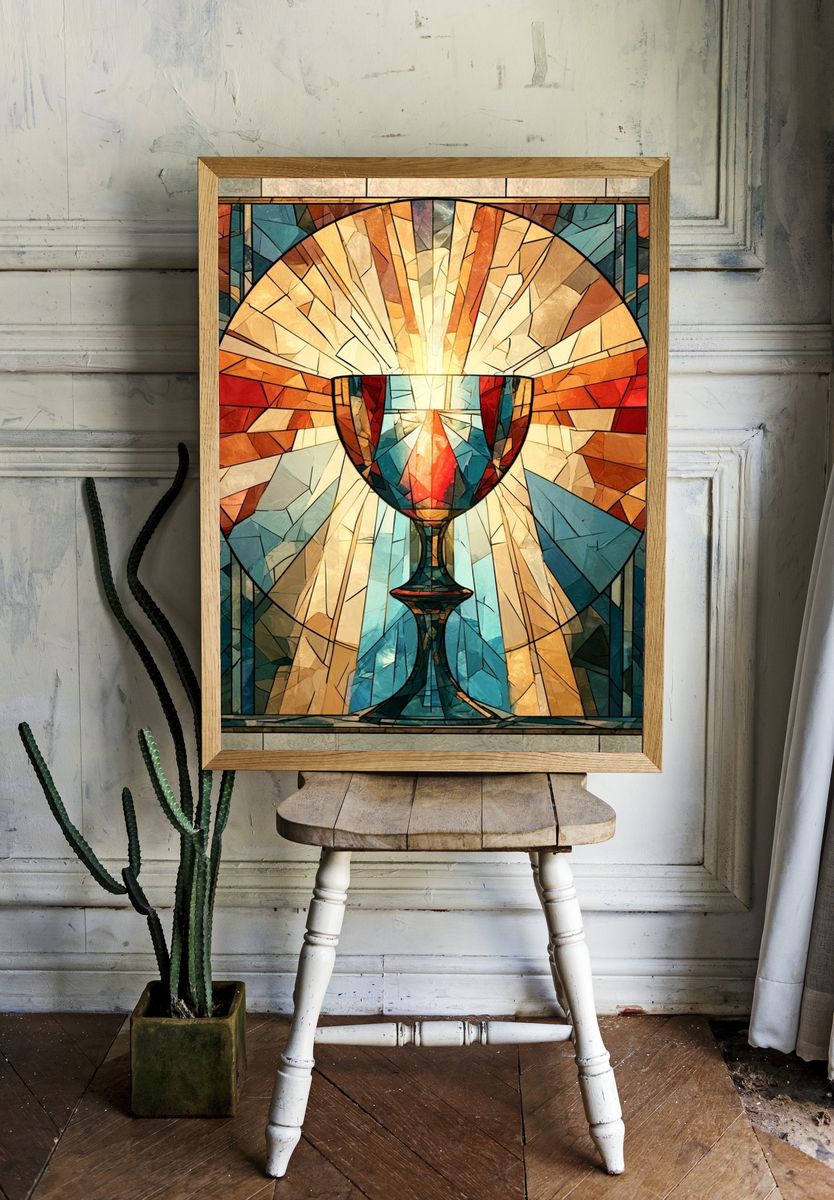 Stained Glass Chalice Illustration Poster. room preview
