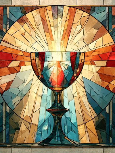 Stained Glass Chalice Illustration Poster.