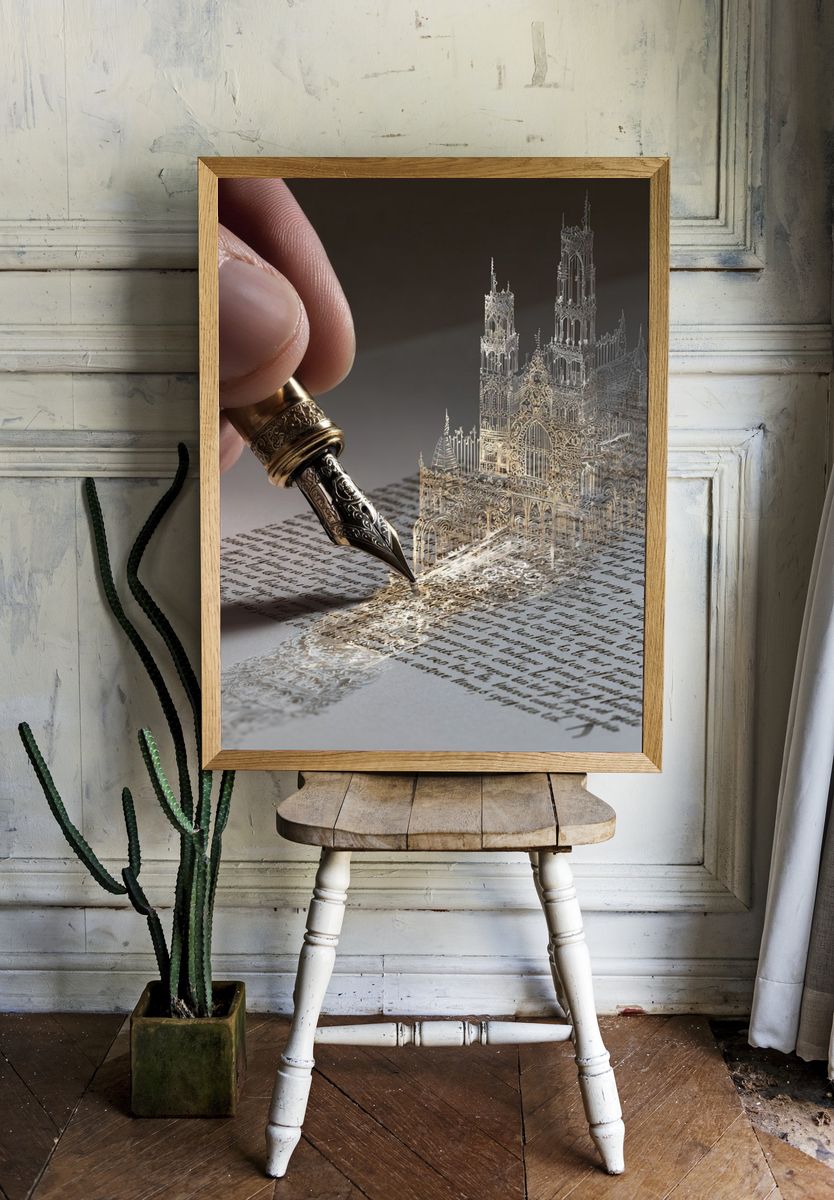 Cathedral Pen Illustration Poster. room preview
