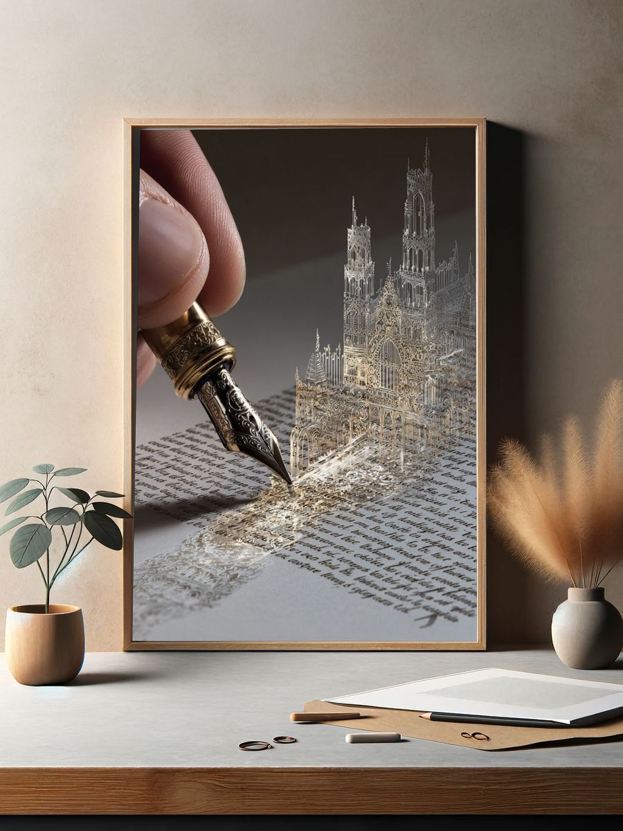 Cathedral Pen Illustration Poster. — room view 2