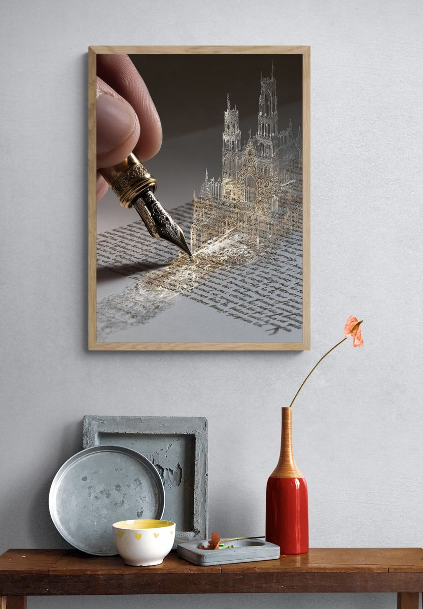 Cathedral Pen Illustration Poster. — room view 3