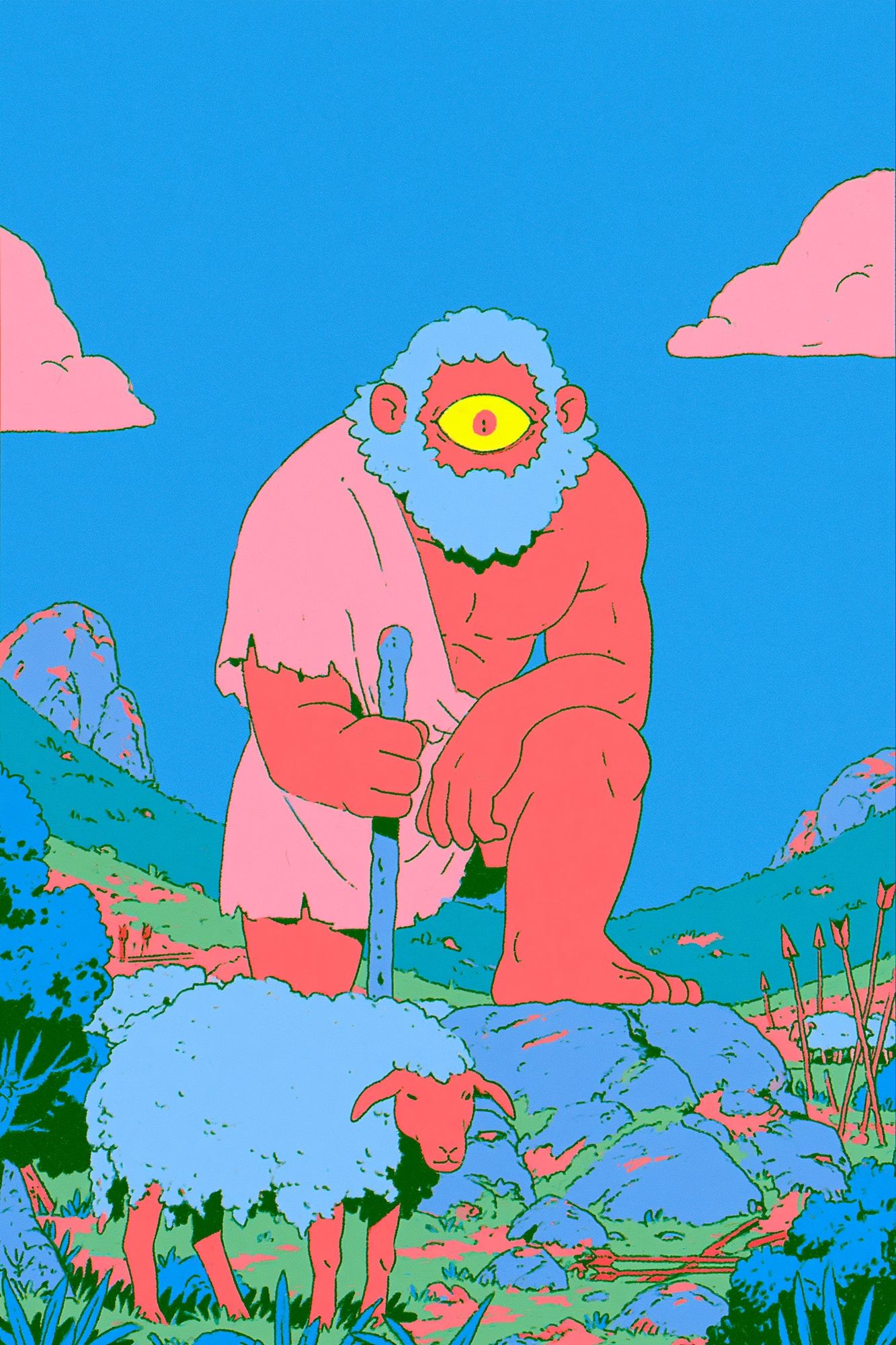 Cyclops Shepherd Illustration Poster. poster — illustration art