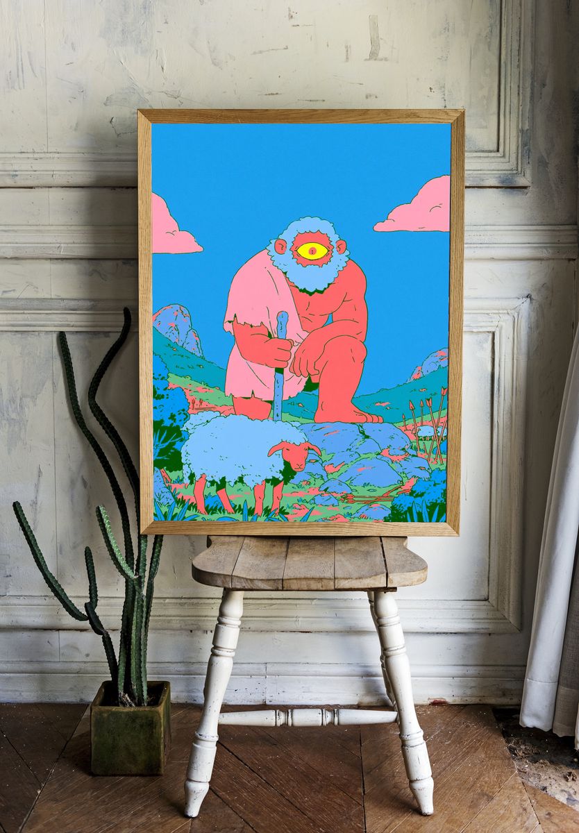 Cyclops Shepherd Illustration Poster. room preview