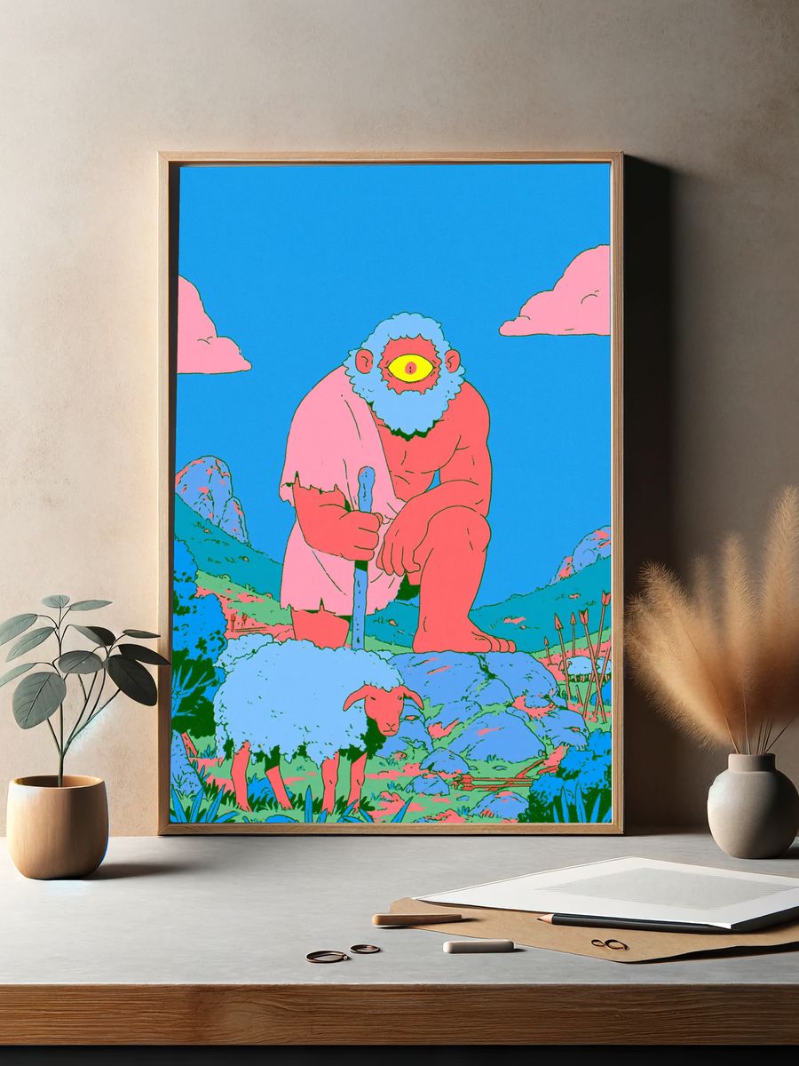 Cyclops Shepherd Illustration Poster. — room view 2