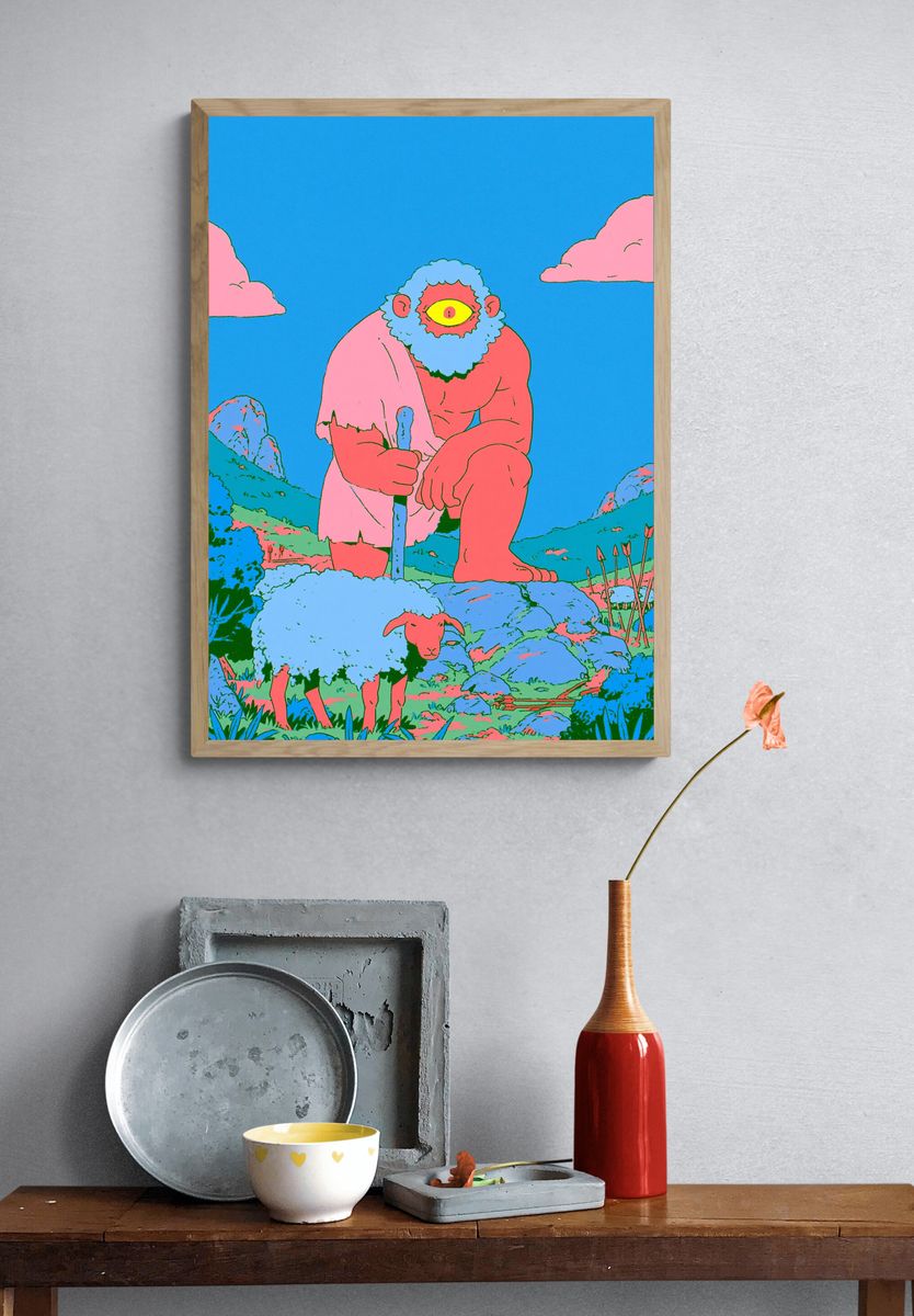 Cyclops Shepherd Illustration Poster. — room view 3