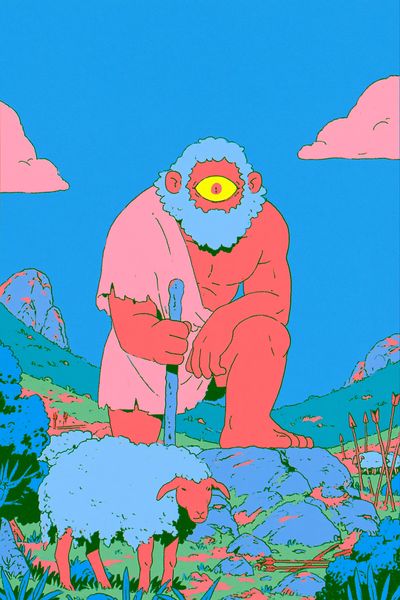 Cyclops Shepherd Illustration Poster. poster