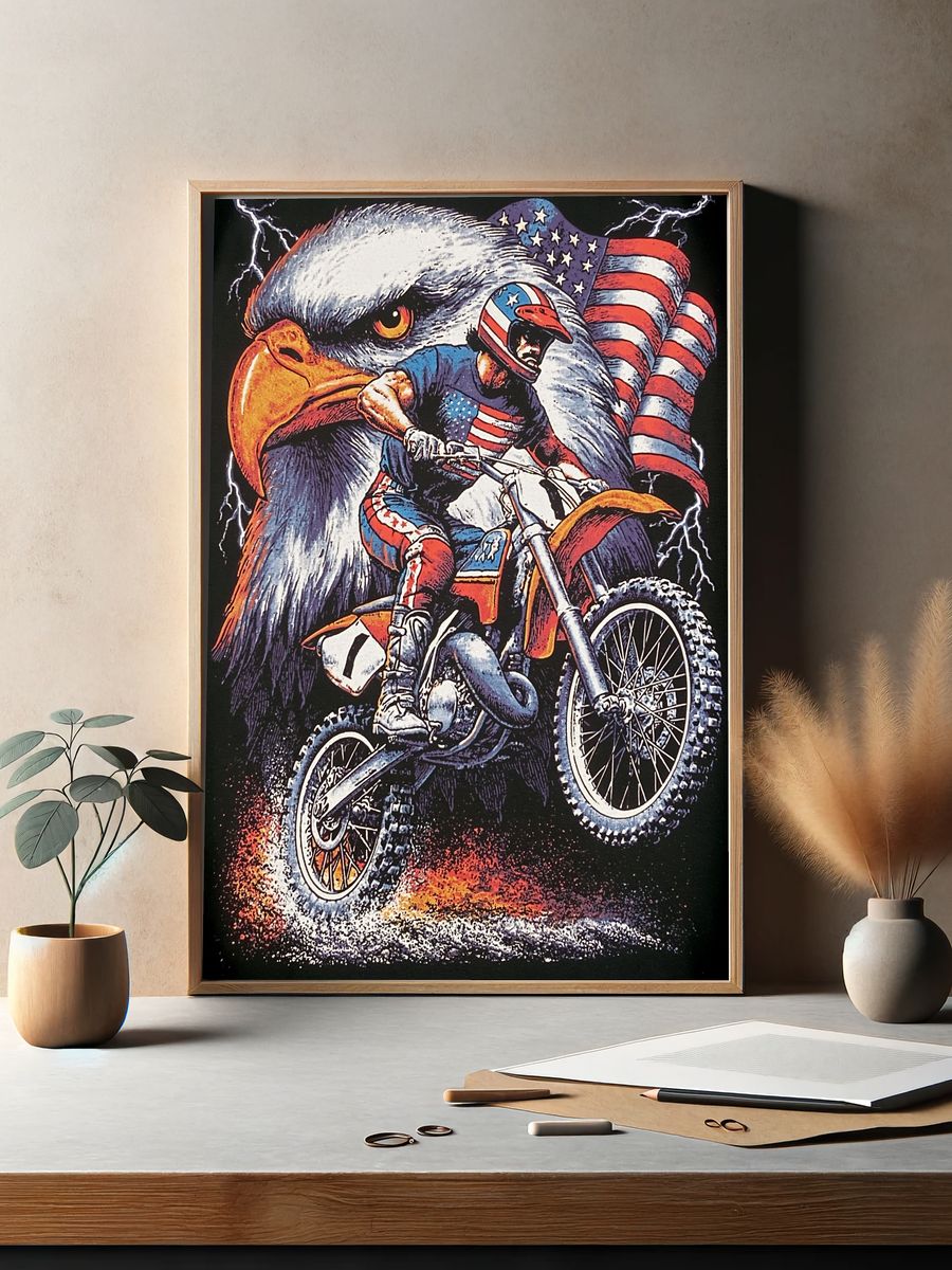 Patriotic Eagle Motocross Poster. — room view 2
