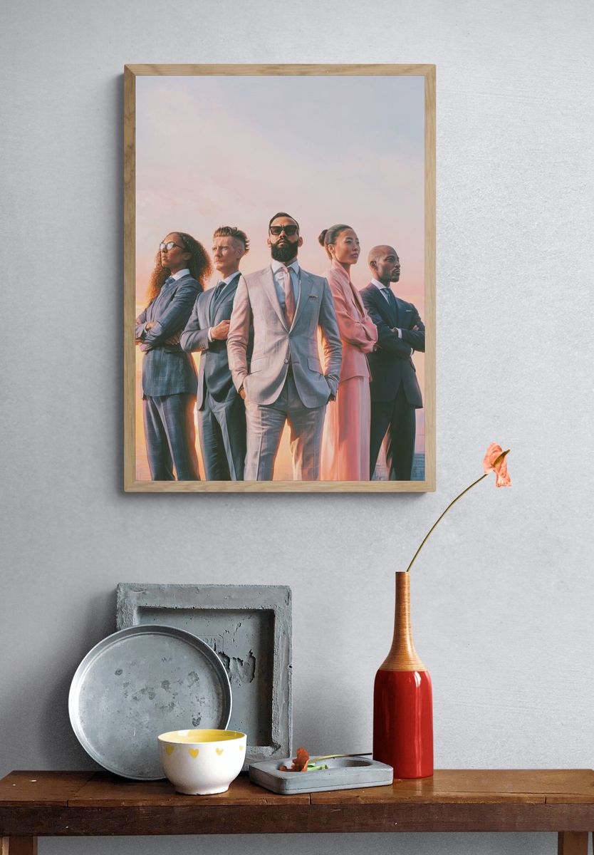 Power Team Skyline Illustration Poster. — room view 3