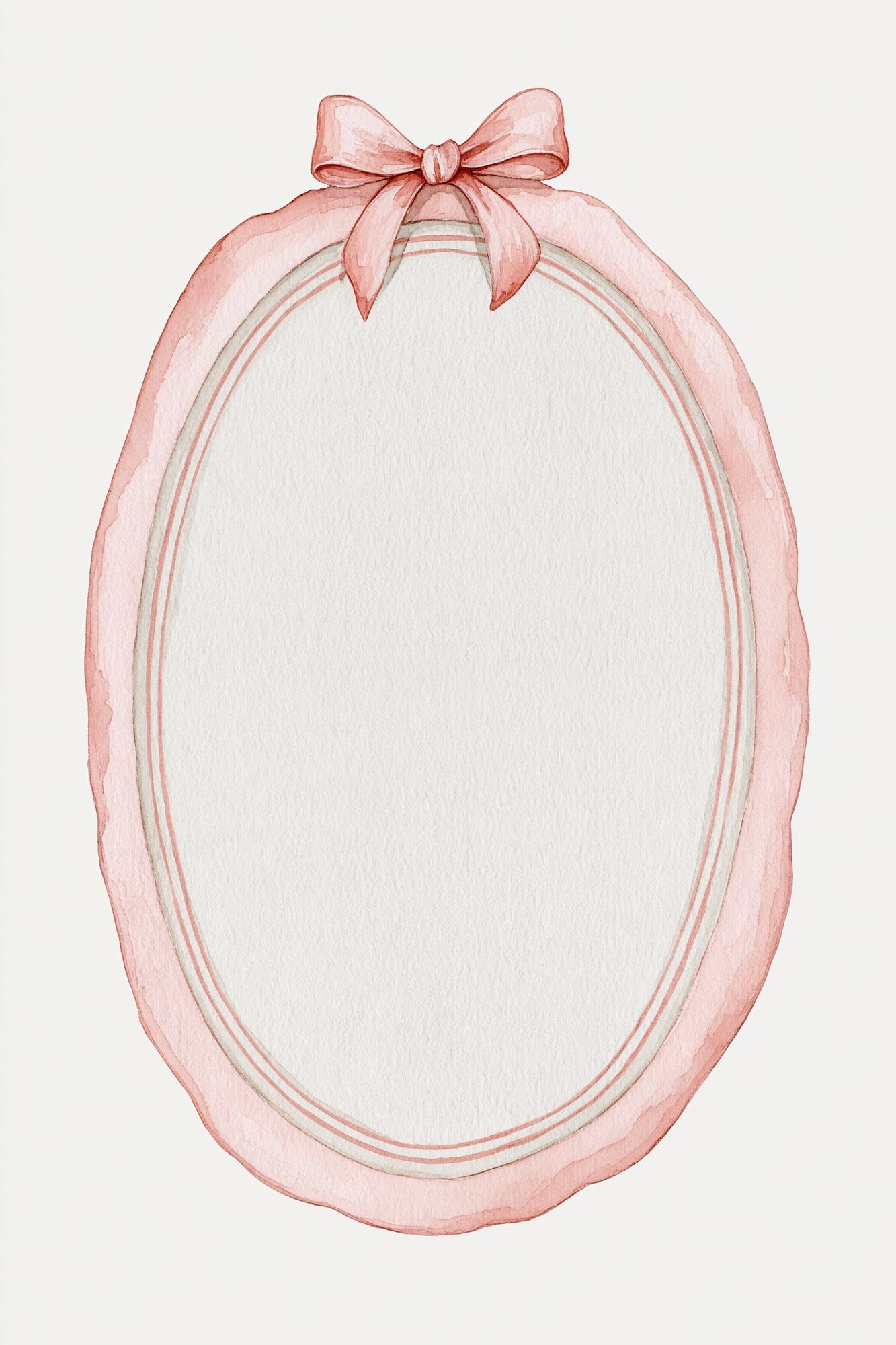 Pink Ribbon Oval Frame Print. poster — illustration art