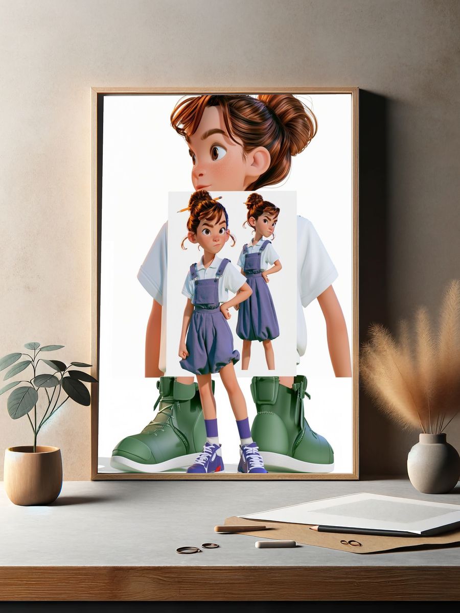Stylized Girl Character Illustration Poster. — room view 2