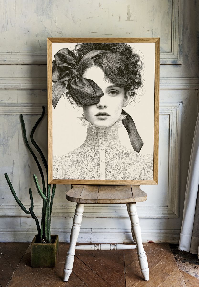 Victorian Portrait Illustration Print. — room view 1