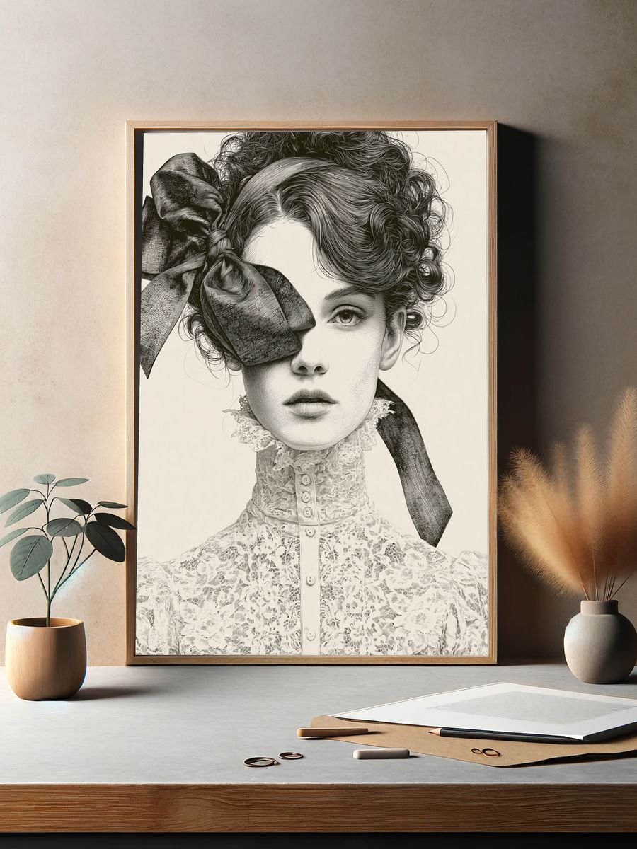 Victorian Portrait Illustration Print. — room view 2